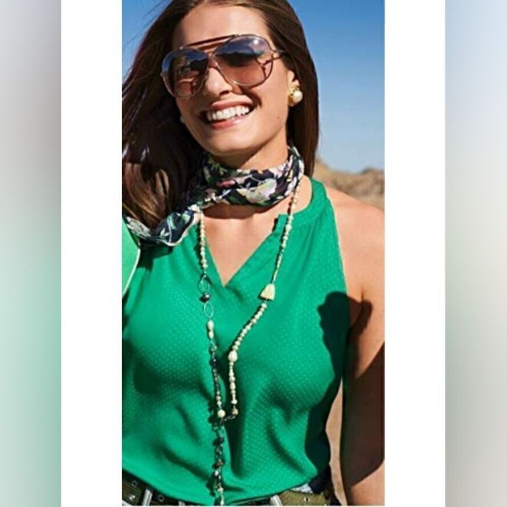 Cabi 5549 Green Sleveless Lush Blouse Top Small